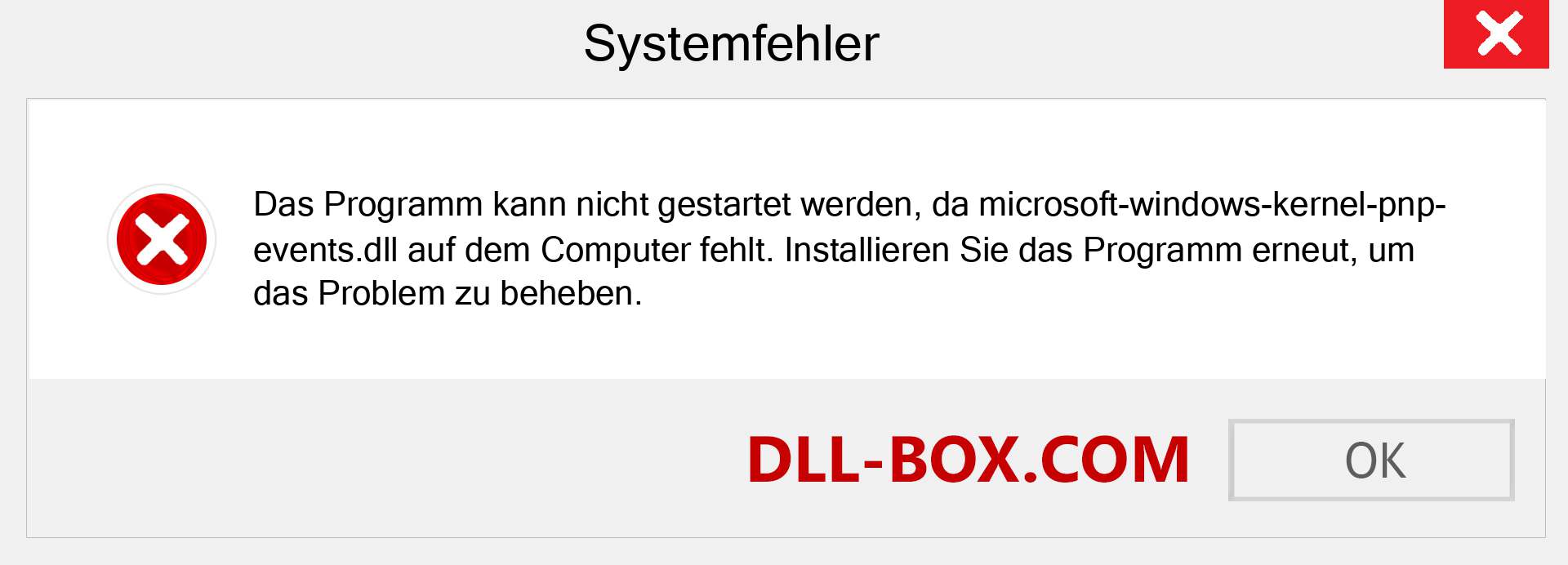 microsoft-windows-kernel-pnp-events.dll-Datei fehlt?. Download für Windows 7, 8, 10 - Fix microsoft-windows-kernel-pnp-events dll Missing Error unter Windows, Fotos, Bildern